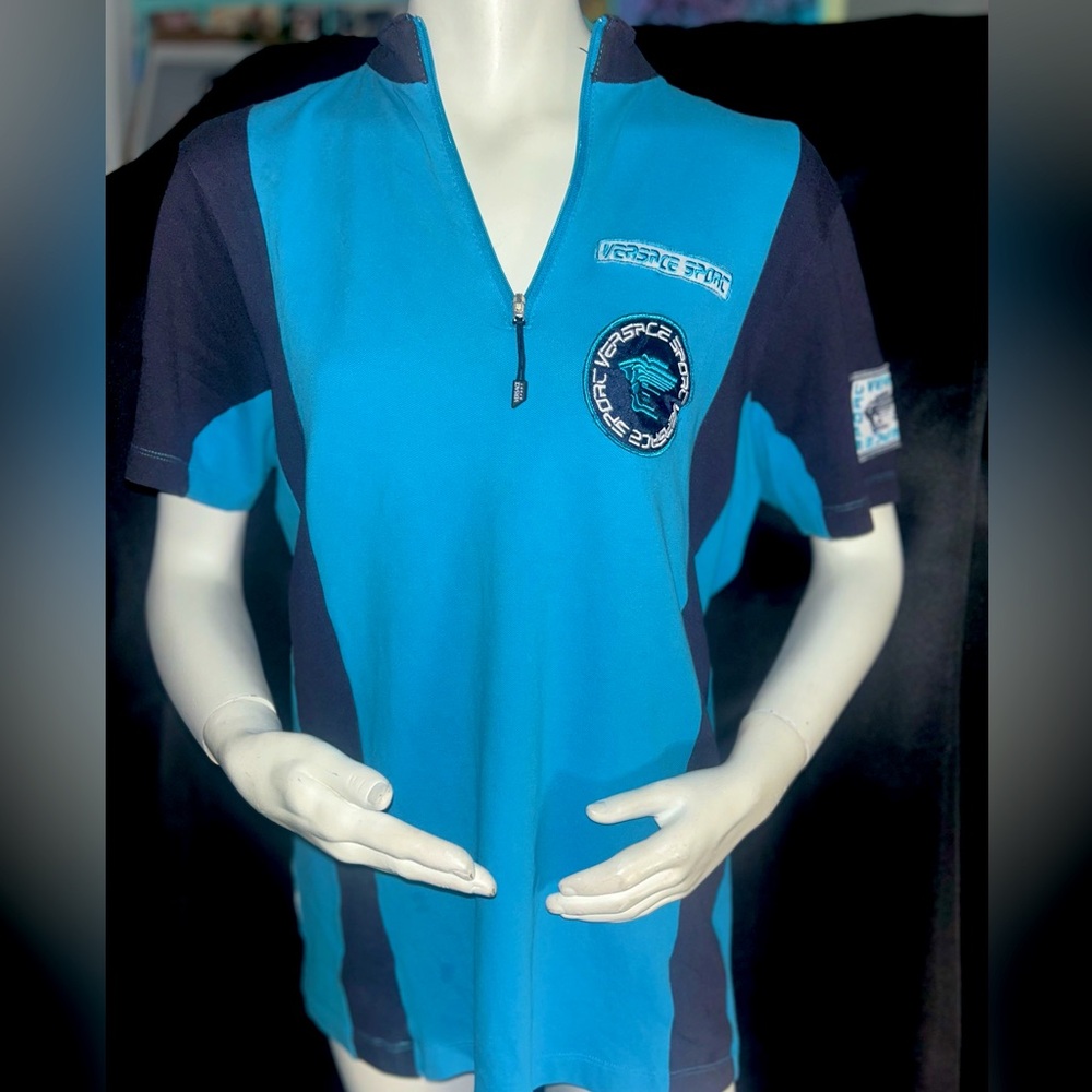 Versace Blue and Black Logo Shirt